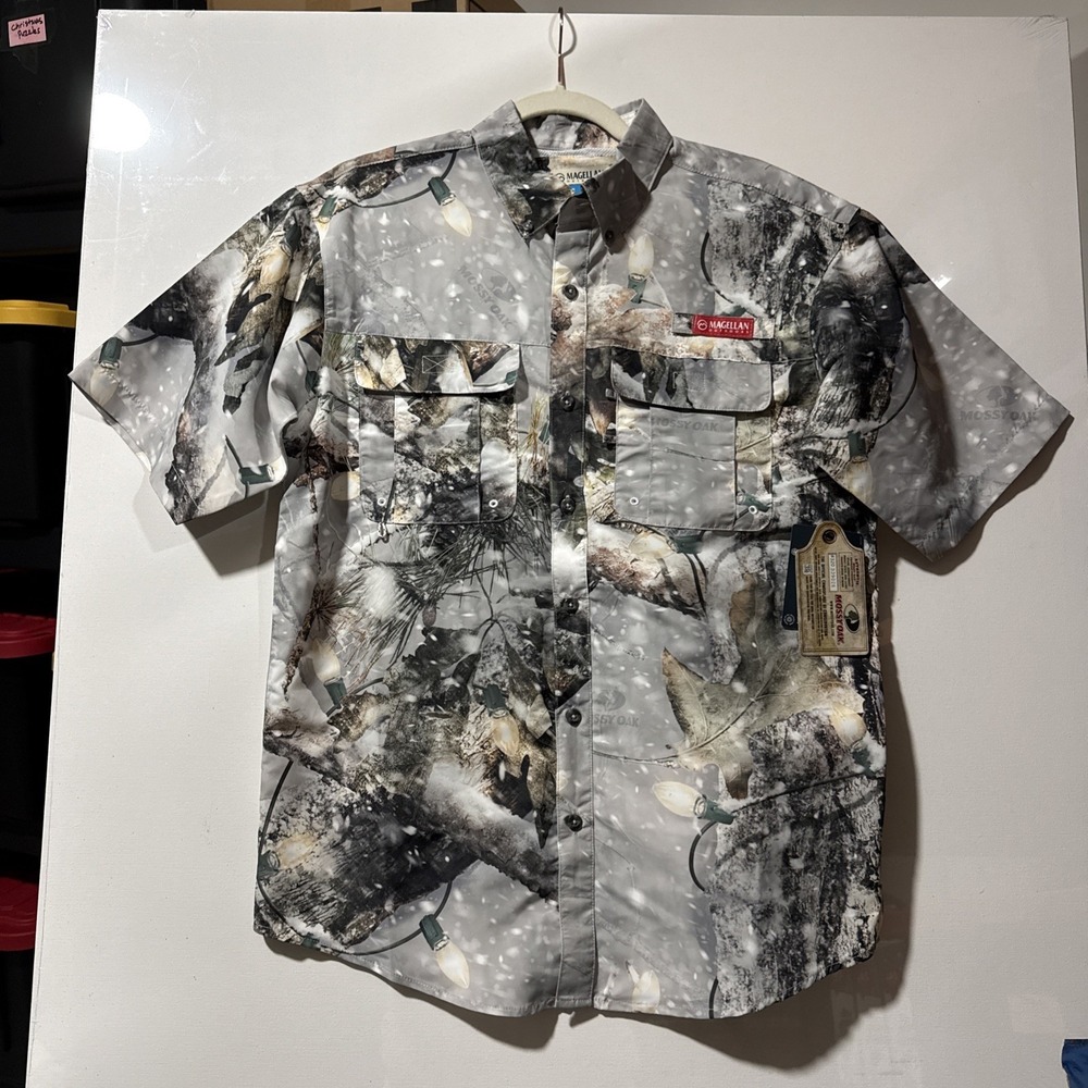 Magellan Holiday Collection Fishing Shirt Boys Large Mossy Oak Snowdrift Camo